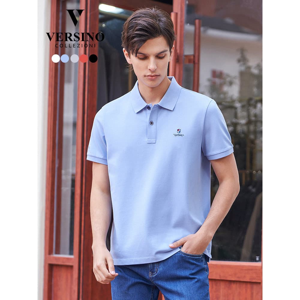 Versino versino verão novo estilo negócios Casual All-Match camiseta de malha na moda polo masculino