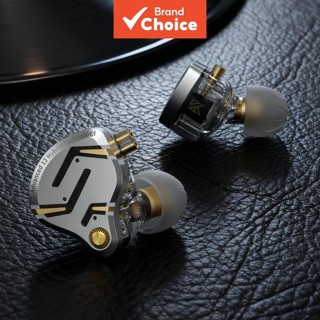 Fones De Ouvido KZ ZS12 Pro 2 IEM 1DD 5BA HiFi Híbridos Com Fio Monitores Intra-Auriculares Prateados Banhados A Cabo Re