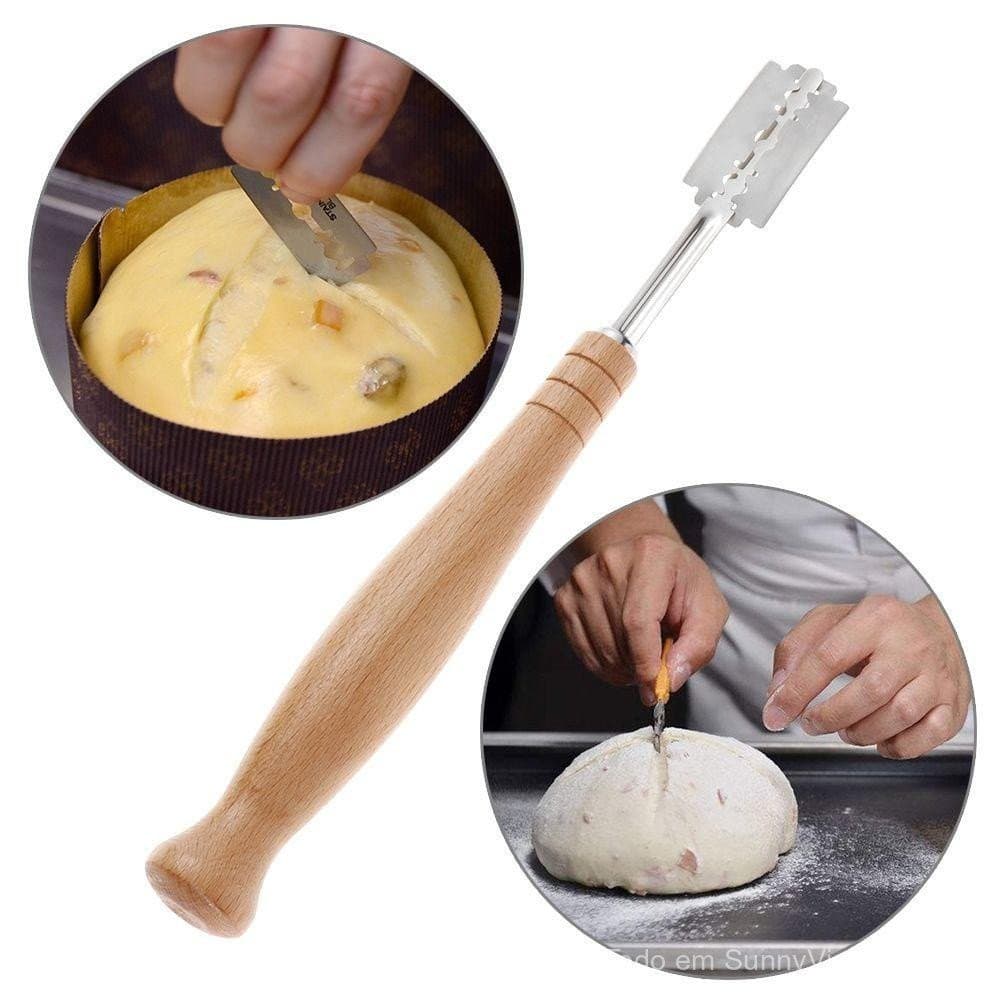 Faca De Pão Com 5 Lâminas Substituíveis-Escolha Sua Necessidade : Conjunto Completo (Alça +) Ou De Reposição-Inoxidável
