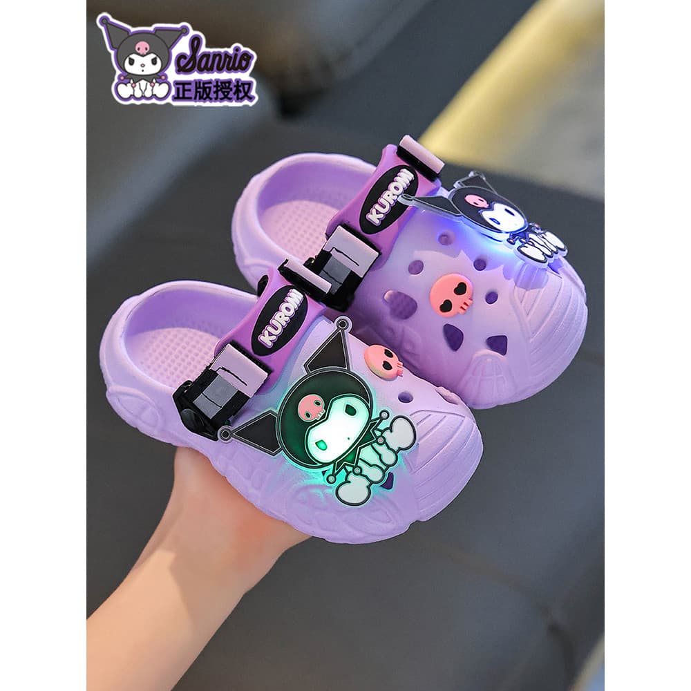 Sanrio meninas buraco sapatos verão sandálias infantis chinelos dos desenhos animados bonito antiderrapante banho interi