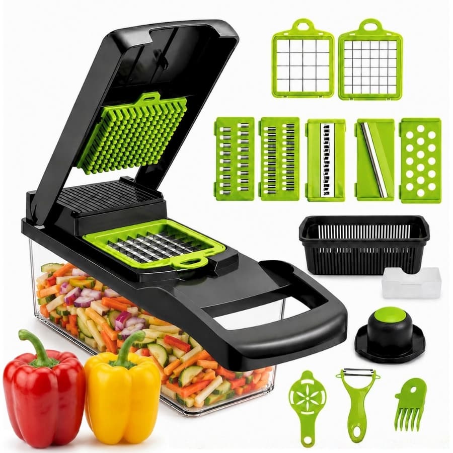 Fatiador De Legumes Aço Inox 16 em 1 Fatiador Cortador Ralador De Legumes Verduras Frutas Alimentos