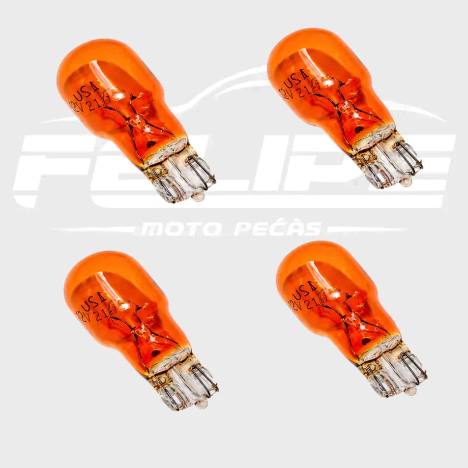 4 Lâmpadas  T13 (Esmagada/Pingão) Âmbar de Seta Pisca 12V  15W - automotivo