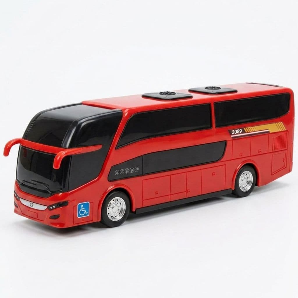 Ônibus De Viagem 2 Andares Brinquedo Presente P/ Menino 42cm Completo Miniatura Réplica