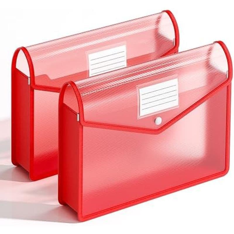 Pasta De Arquivo Expansível De Plástico De 2 Pacotes , envelopes Transparentes Com Fecho De Pressão , Tamanho De Letra/A