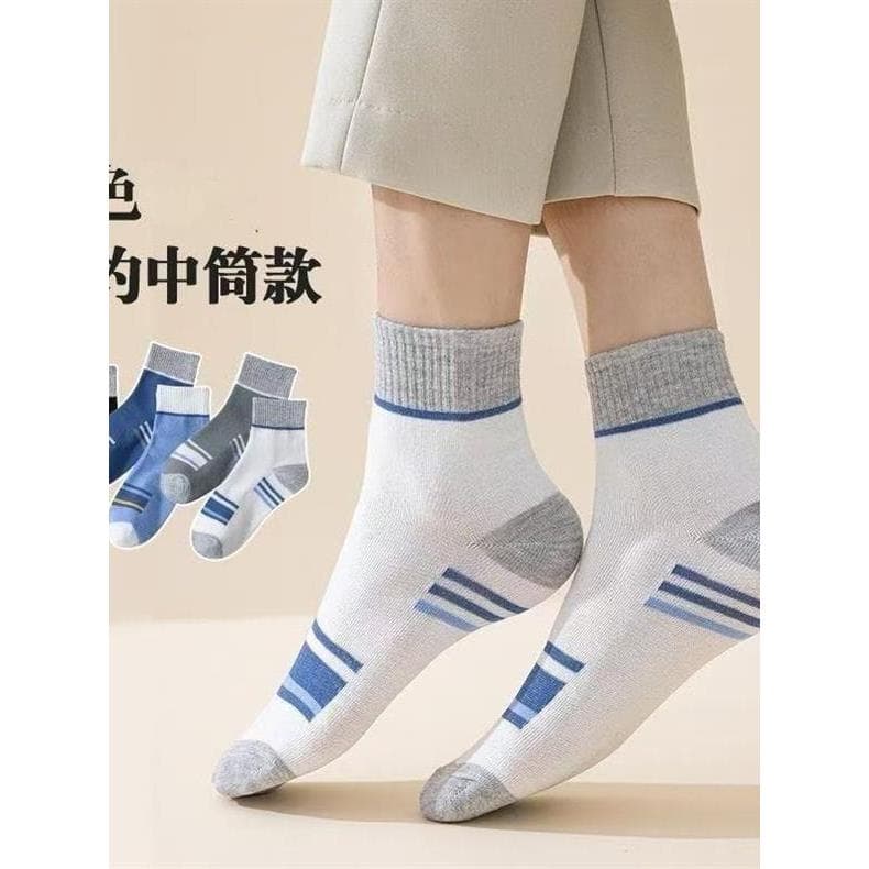 20 pares meias primavera outono listras de tubo médio masculino resistente ao desgaste desodorante suor-