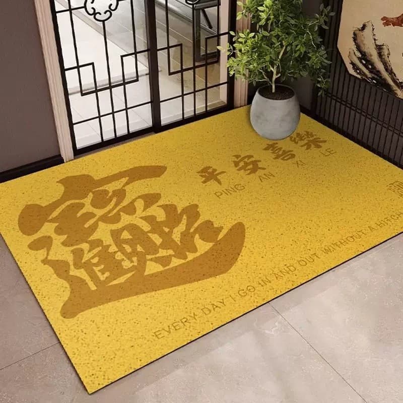 Amarelo sorte fortuna entrando tesouro círculo de seda entrada porta esteira Housewarming auspicioso entrada pé esteira