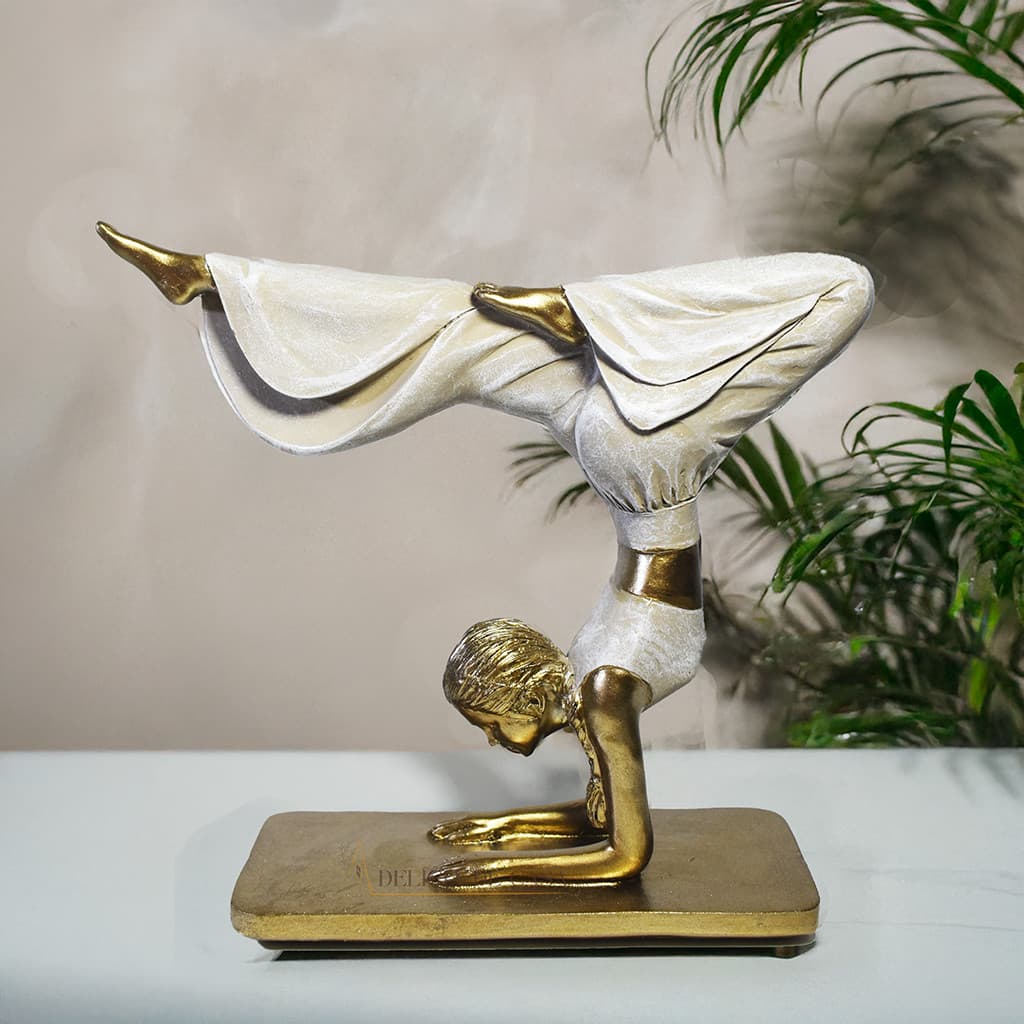 Escultura Mulher em Posição de Yoga em Resina – Decoração, Equilíbrio, Harmonia e Bem-Estar