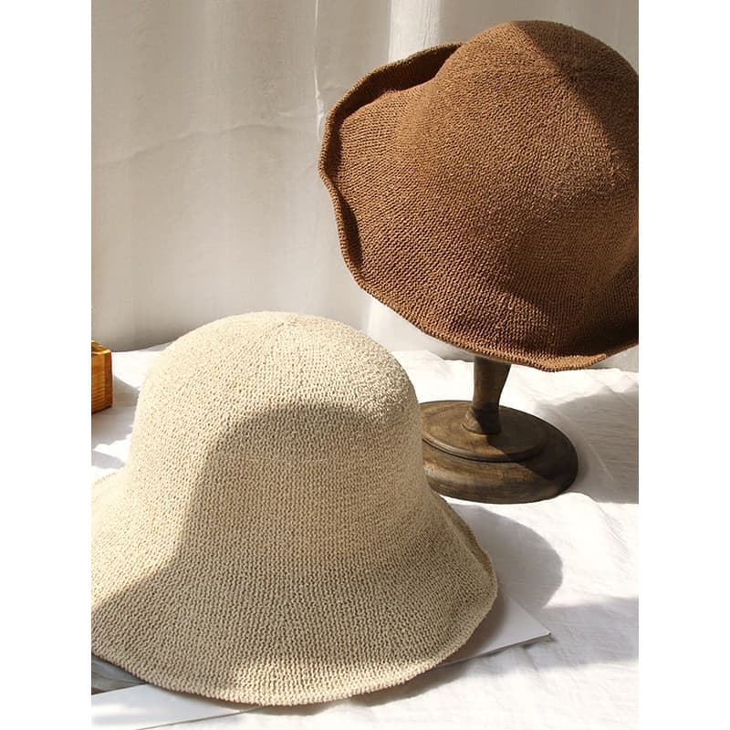 Chapéu de sol de linho de algodão verão feminino balde chapéu estilo japonês malha bacia chapéu coreano protetor solar c