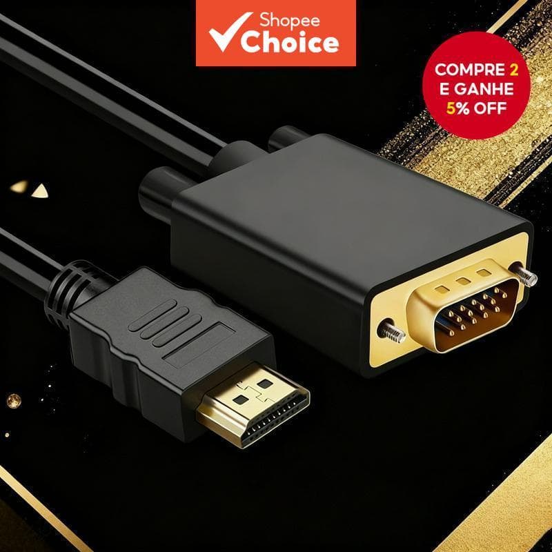 Cabo HDMI Para VGA 1080P Adaptador Macho 1.8M Laptop