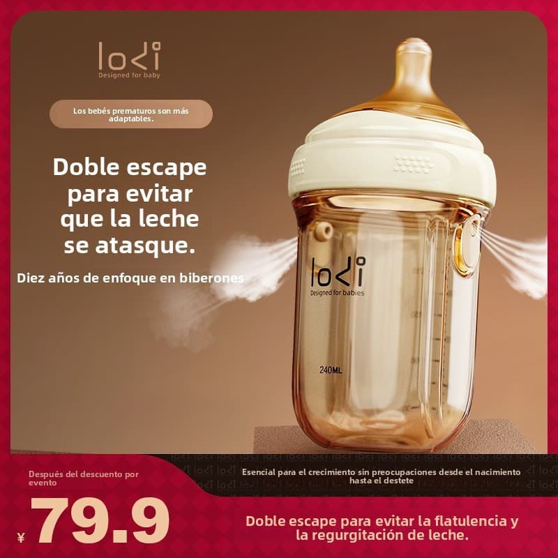 Mamadeira Lodi LeDi, adequada para recém-nascidos de 0 a 6 meses e crianças de 1 a 3 anos, vem com canudo e bico.