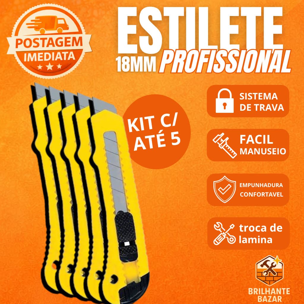Estilete Profissional 18mm Emborrachado - Fertak