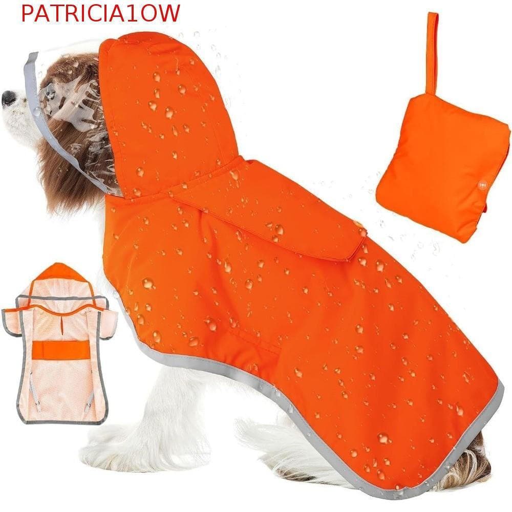 PATRICIA1OW Capa De Chuva Com Capuz Para Cachorro , Faixa Reflexiva À Prova De Vento , D'água