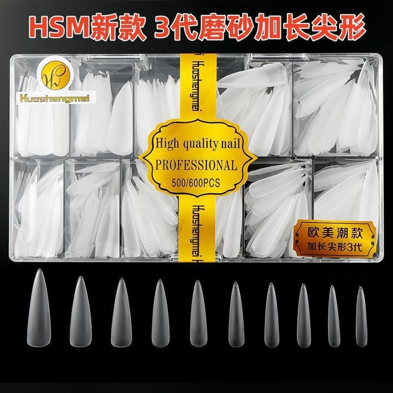 Novas unhas postiças ultrafinas, pontiagudas, sem emendas, com acabamento fosco e sem brilho, da 3ª geração da Huashengm
