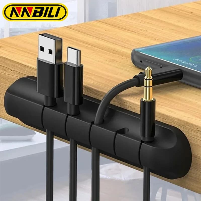 Organizador de Cabos USB de Silicone NNBILI, Organizador de Cabos para Mesa, Clipes de Gestão de Cabos, Suporte para Cab
