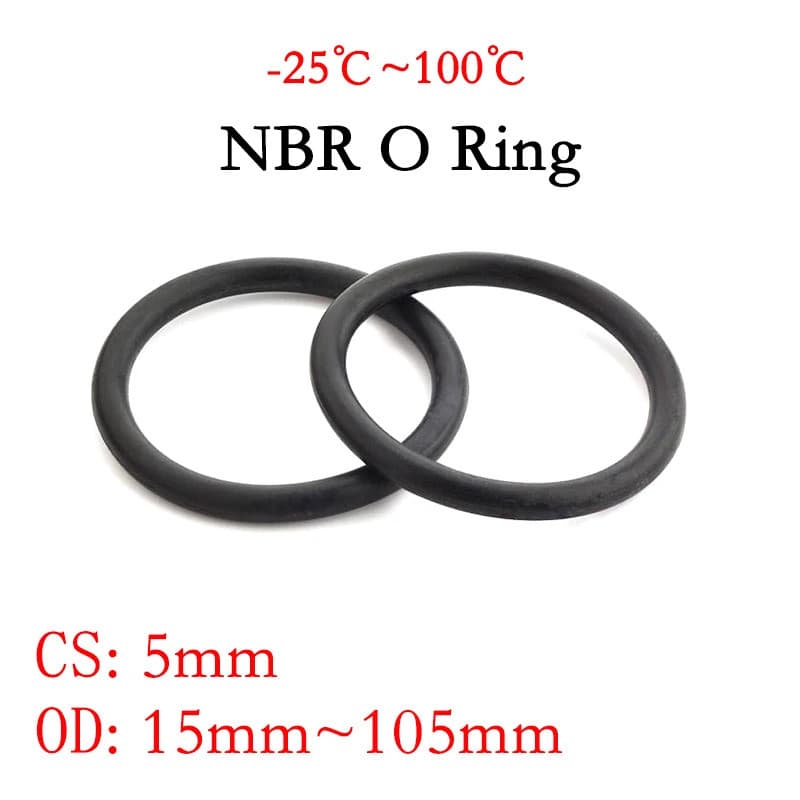 10 peças de anel de vedação O-Ring NBR CS 5mm OD 15~105mm, espaçador de borracha nitrílica butadieno resistente a óleo,
