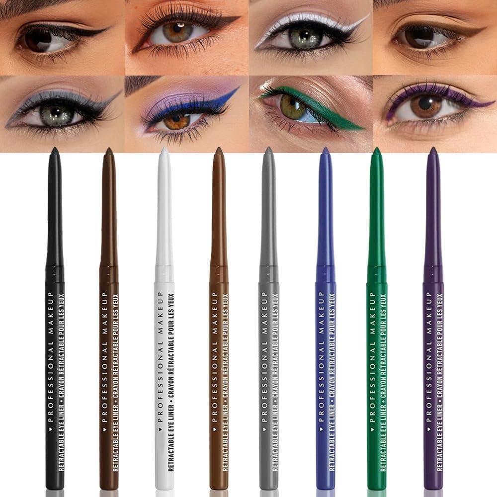 Lápis Retráteis de Delineador e Sombra Cremosos para Maquiagem dos Olhos, Lápis Mecânicos Ultra Pigmentados, Fórmula à P