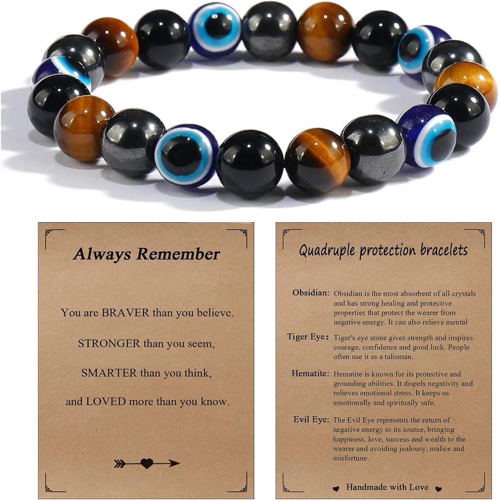 Pulseiras de proteção para homens e mulheres, pulseira de cristal para cura, uma pulseira de contas feita à mão que pode