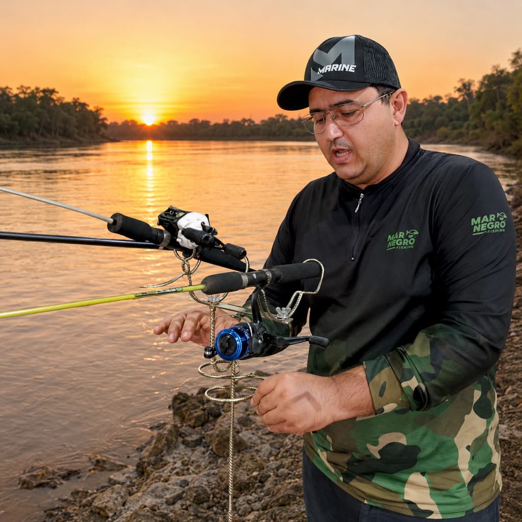 Suporte De Pesca Dentro Dágua P/ 3 Varas C/ Base Porta Isca