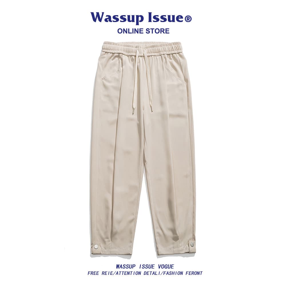 WASSUP ISSUE Americano Retro Cor Sólida Calças Casuais Primavera Estilo Masculino Street Wear Solto Casal Calças Casuais