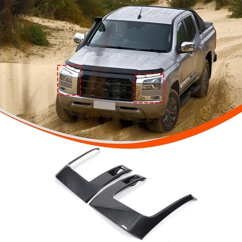 Para Mitsubishi Triton L200 2023 + Farol Do Carro Pálpebras Frente Cabeça Luz Lâmpada Sobrancelha Capa Guarnição Adesivo