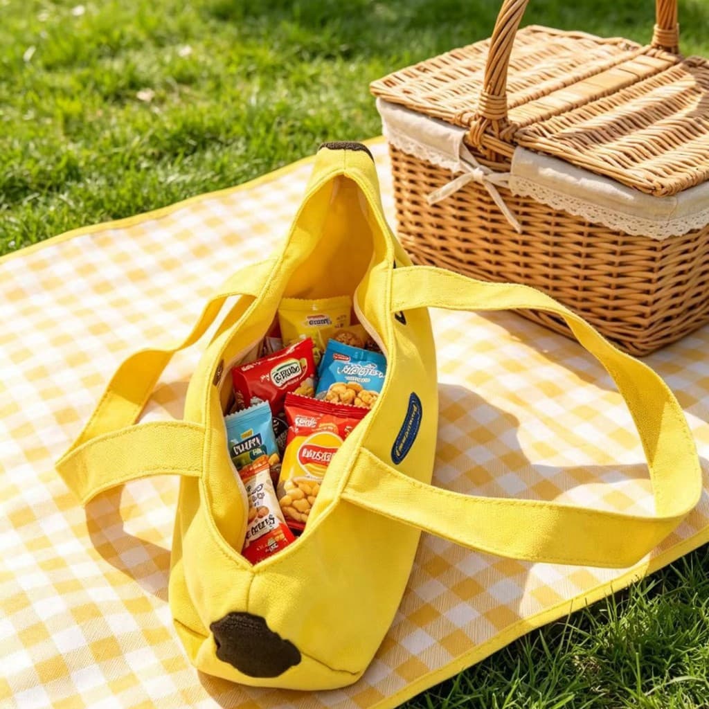 Bonito feminino verão Banana saco feminino prático pequeno saco de presente saco de presente do feriado lanches mês chei