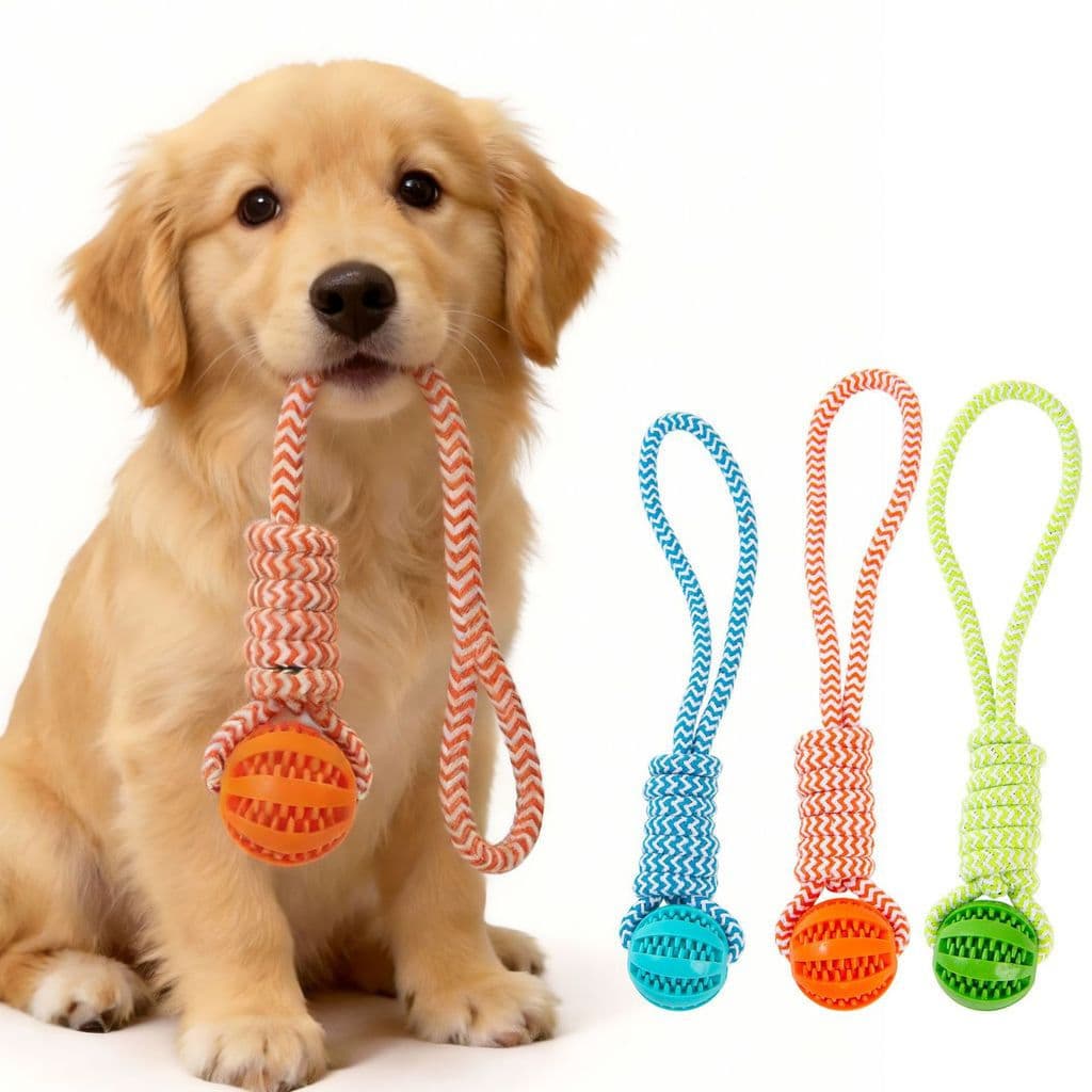 Nós de cachorro com vazamento de comida brinquedo bola resistente à mordida Molar treinamento interativo aliviar o tédio