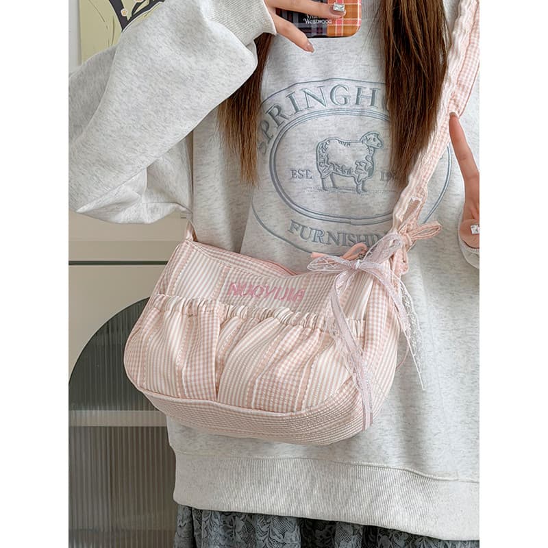 Menina coreana estilo balé saco feminino 2026 novo estilo Super quente nicho xadrez Commuter bolsa de ombro Casual saco