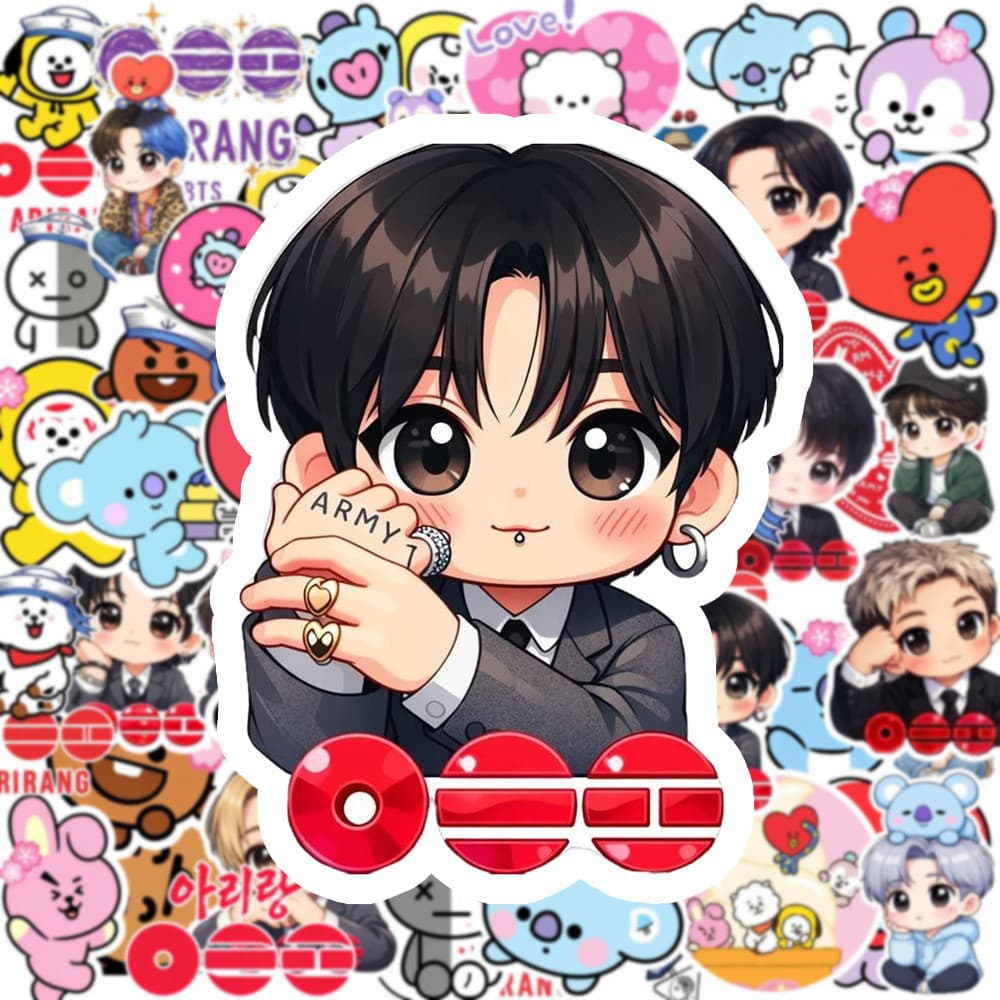 55 Pçs/set Cartoon Adesivo BT21 Foto Diário Bagagem Adesivos