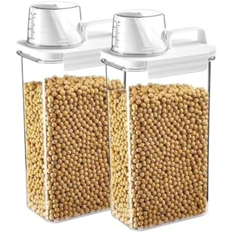 Recipientes De Armazenamento Do Distribuidor Arroz De 2 Pces , Balde Pequeno 1.1L Com Copo De Medição & amp ; Despeje Bi