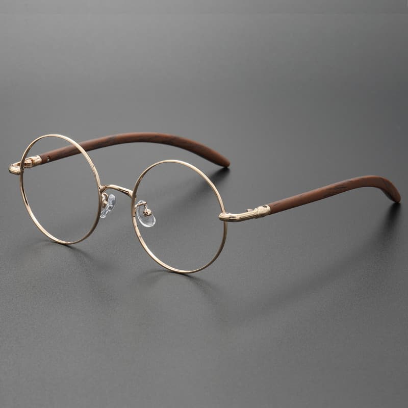 Ópticas Retro De Madeira De Grãos Armação Homens Moda Mulher Óculos Redondos Anti-Luz Azul 00102