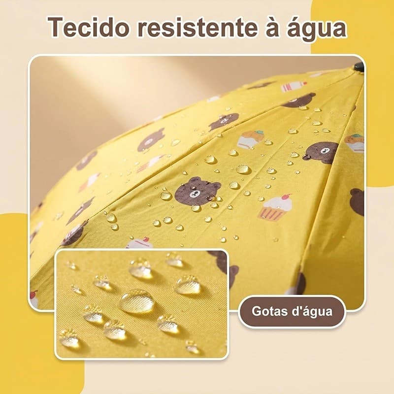 New Automatic Umbrella High Rain Resistance and Strong Wind with UV Protection Cartoon Bear Portable Parasol