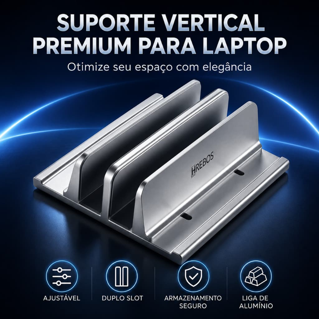 HREBOS x HEYOO Suporte vertical de alumínio premium leve portátil compatível Mac Windows todos tamanhos