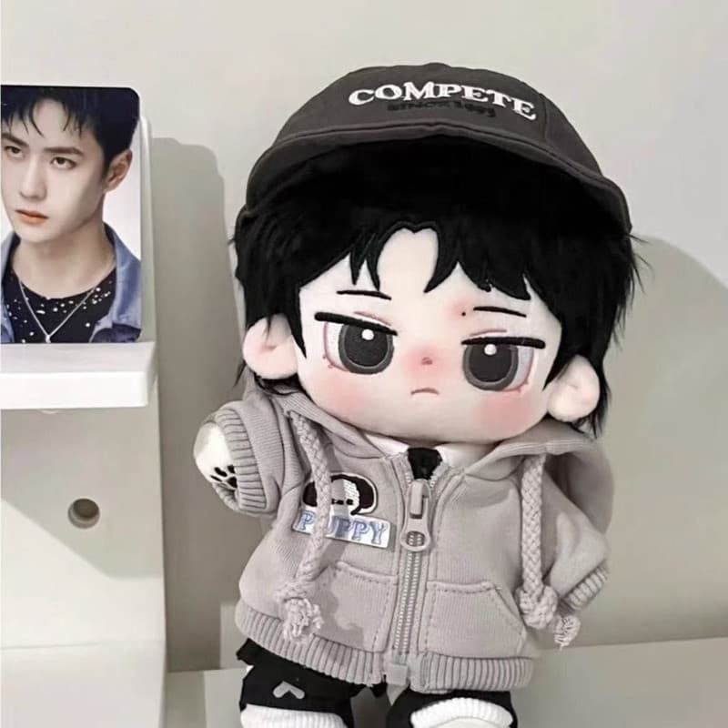 Wang Yibo 20cm Cotton Doll, Cute Yibo Plush Toy with Outfit, KPOP/CN Star Stuffed Plushie, Soft Collectible Doll for Fan