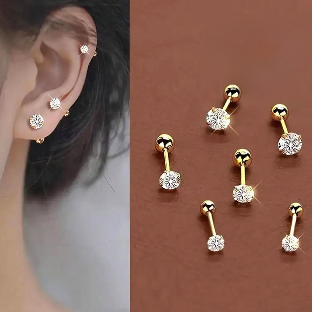Conjunto De Brincos De Liga De 6 Peças Para Mulheres , Joias Geométricas Minimalistas Do Dia A