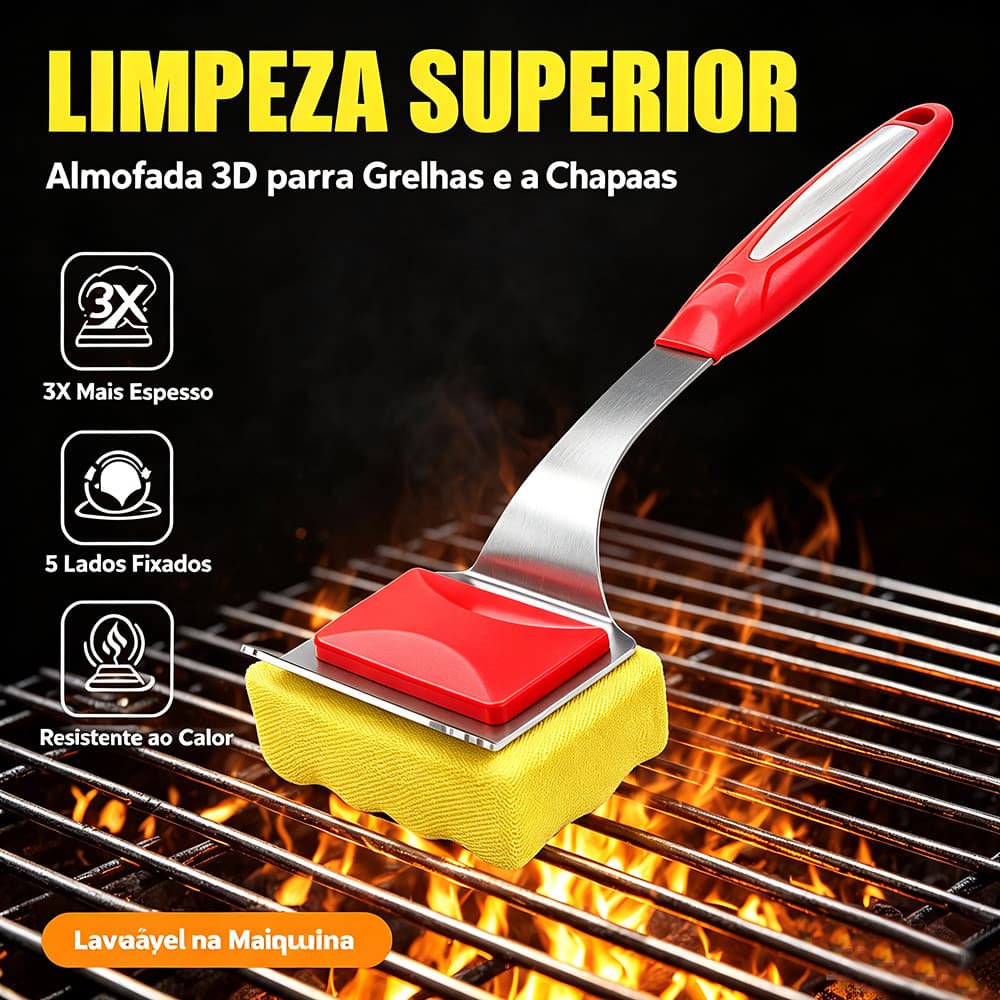 Escova Para Churrasqueira Inox Com Cabo Longo Sem Cerdas BBQ