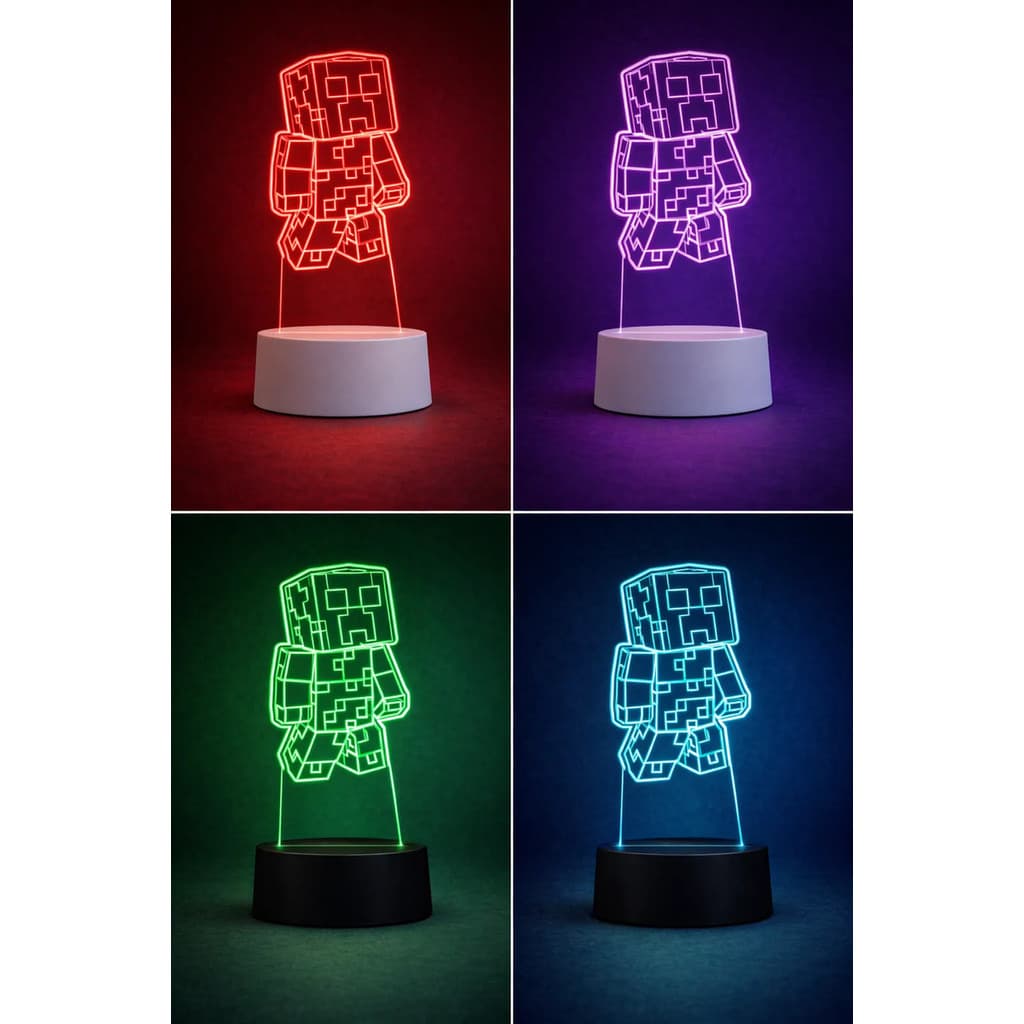 Abajur Luminária 3d Creeper Minecraft Baby Presente Gamer
