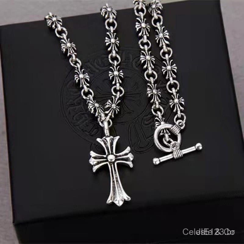 Colar de Cruz, Joia Estilo Punk, Colar Punk Vintage Unissex, Colar com Pingente SE2L XMYC
