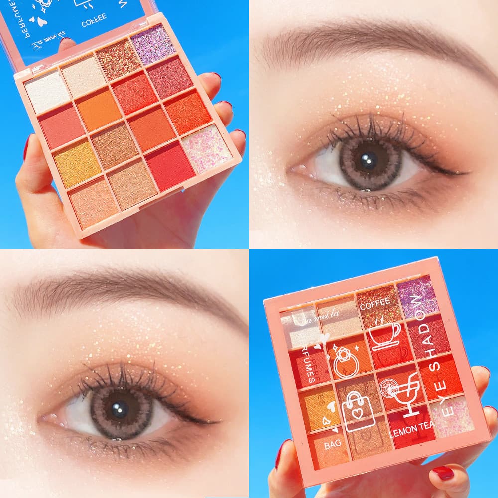 Influencer paleta de sombras de 16 cores perolado fosco Glitter lantejoulas cor terra à prova d'água estudante purê de b