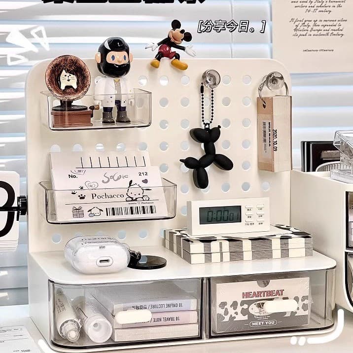 Desktop buraco placa caixa de armazenamento simples papelaria organização rack mesa escritório cosméticos rack armazenam