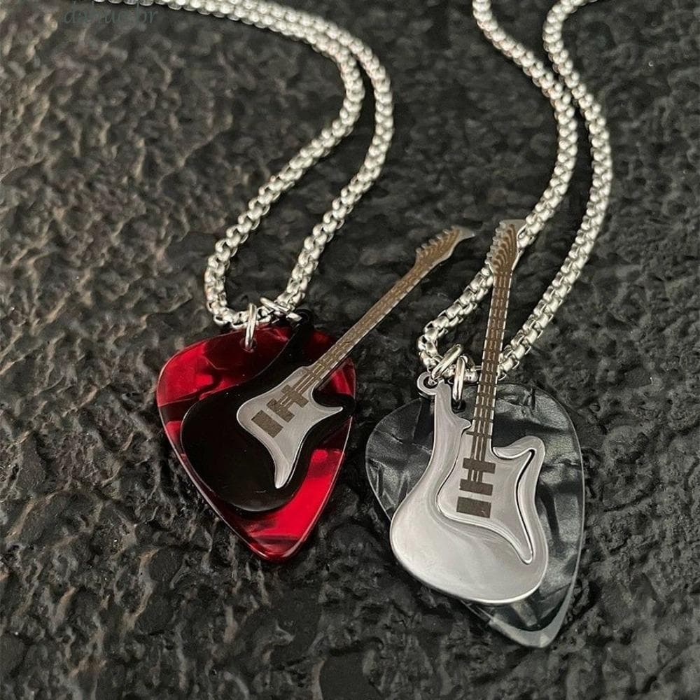 Gargantilha De Corrente De Guitarra DAHUO , Colar Com Pingente De Palheta Hip-hop De Aço Titânio , Vintage