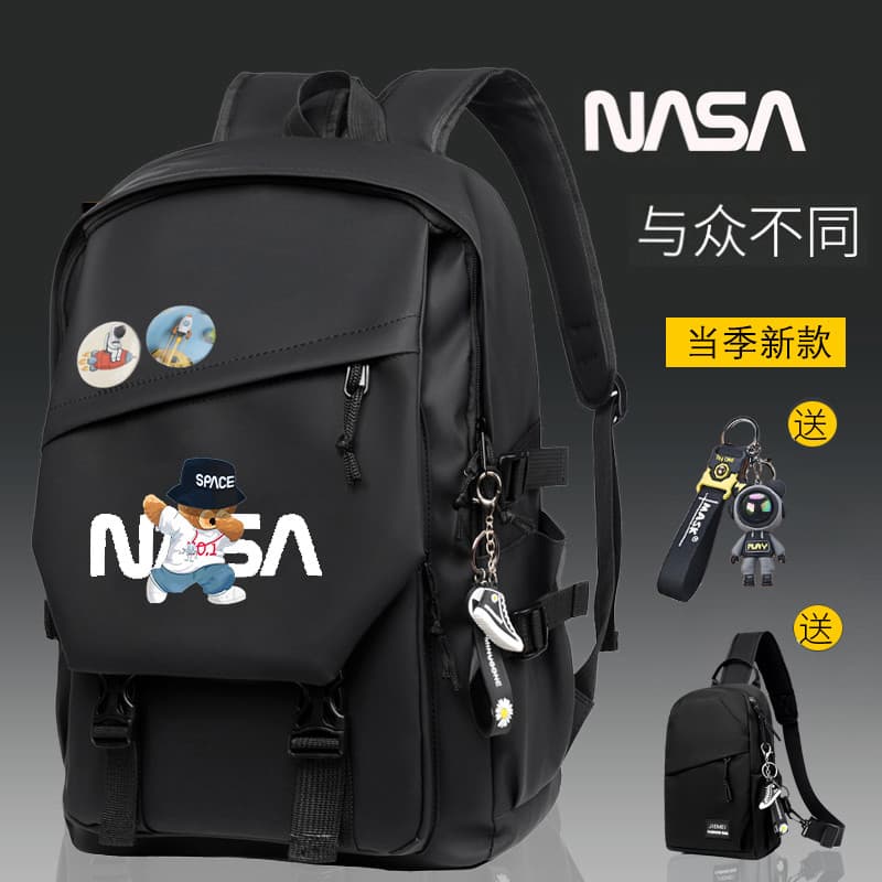 Street Wear Influencer Spaceman Mochila Meninos Mochila All-Match Estudantes Universitários High School Junior High Scho