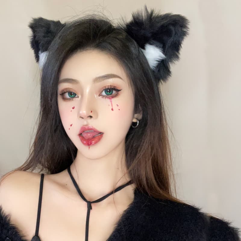 Influenciador macio menina afiada ferramenta japonês bonito orelha de gato bandana raposa cos natal bandana Headwear fem