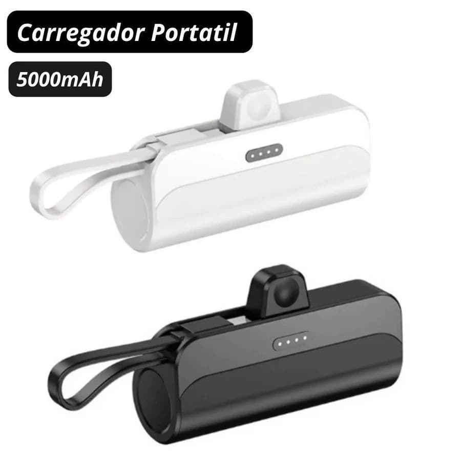 Carregador Mini Power Bank 5000mAh Bateria Auxiliar Sem Fio 2em1 Carregador Portátil para iPhone e Tipo-C Rbgdpwunta