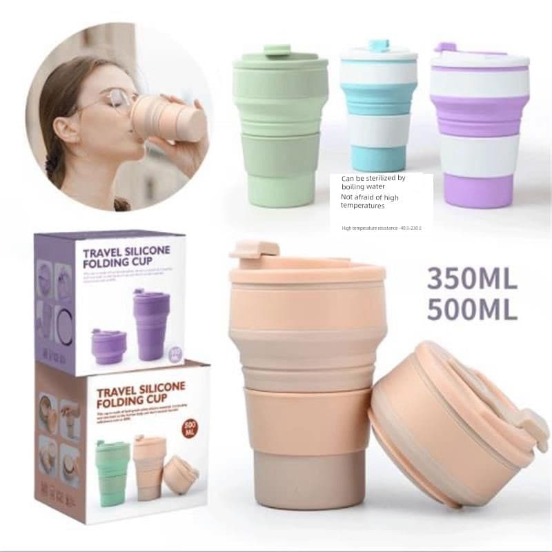 Copo silicone dobrável Copo reutilizável silicone Copo de silicone de água dobrável retrátil ecologicamente correto