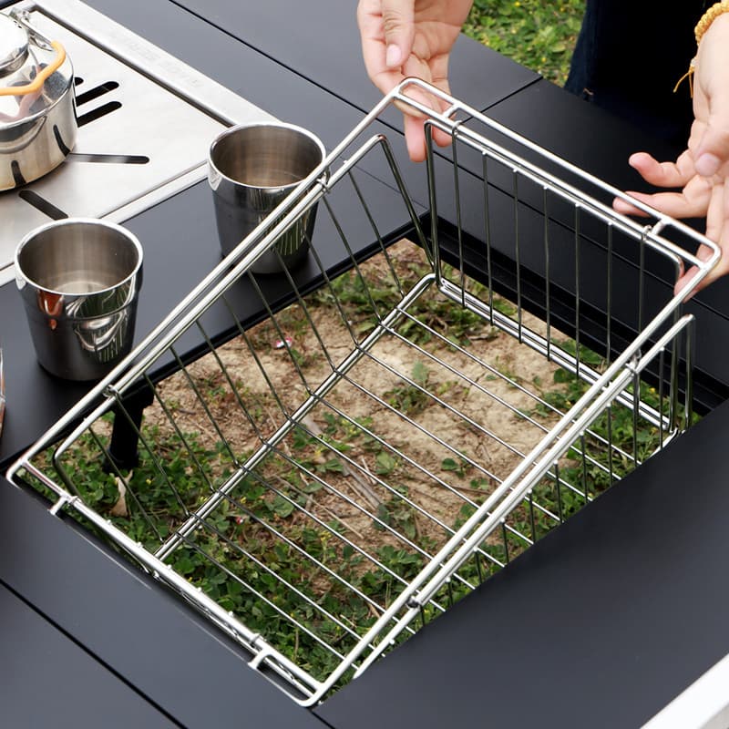 Yamano Blin GuideSeries Acessórios de mesa IGT para acampamento ao ar livre Cesta de drenagem de aço inoxidável Placa de