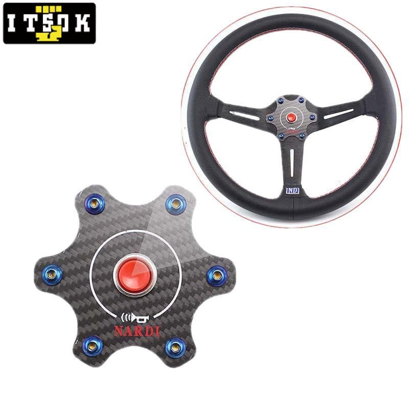 Botão De Buzina De Carro De Fibra De Carbono Itsoknd Peças Modificadas Para Volante Universal Acessórios Interiores De A