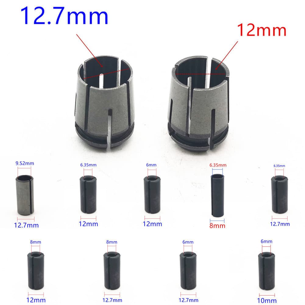 Multi Tamanho 6mm 8mm 10mm 12mm 12mm 7mm 12 14 38 Adaptador De Pinça De Mandril De Roteador