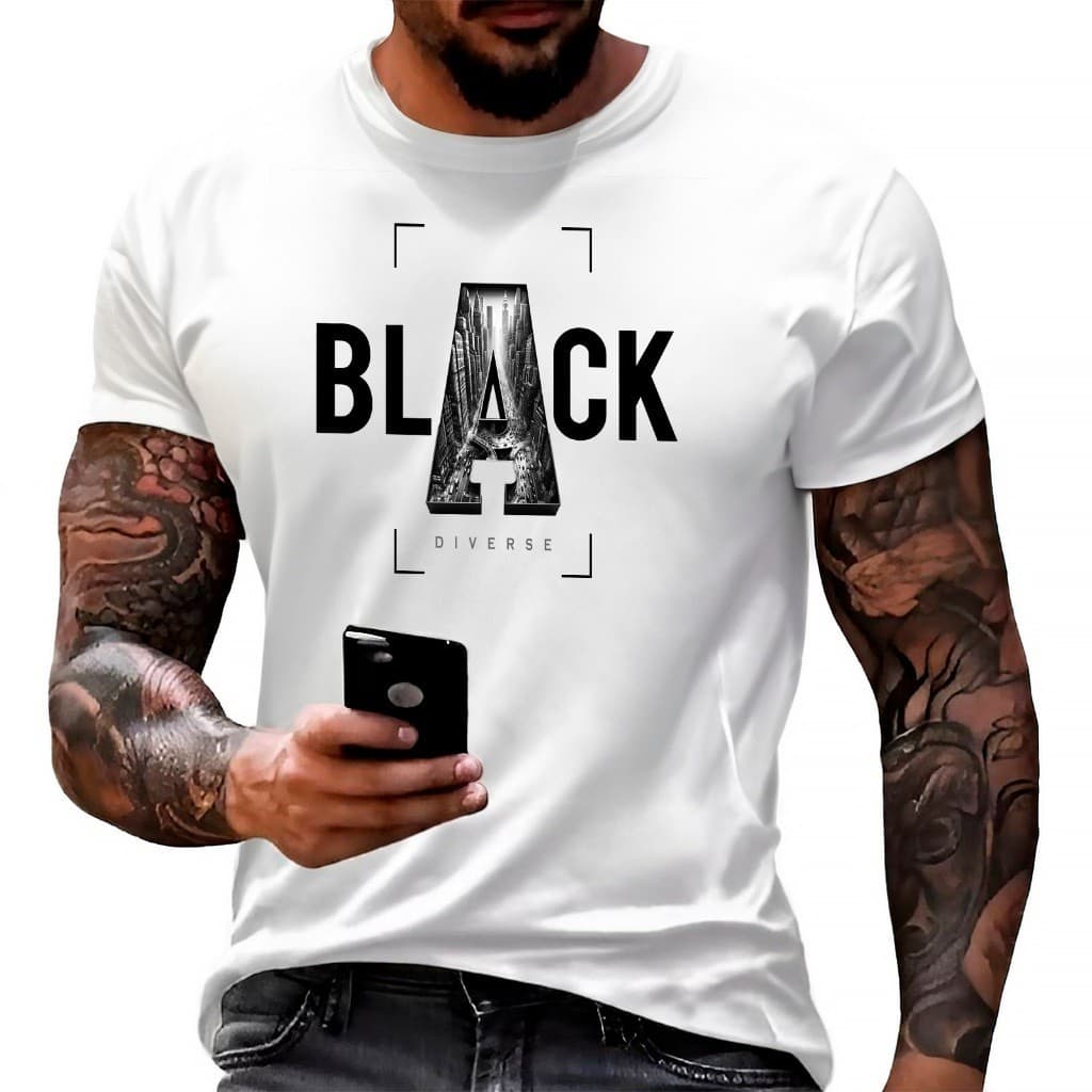 Camiseta Masculina Black Camisa 100 Algodão Lançamento Camisa Masculino Tchirt