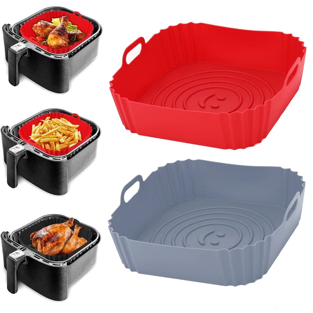 Formas De Silicone QUADRADA Assadeira Air Fryer E Forno Forma Para Fritadeira Elétrica Com Alça
