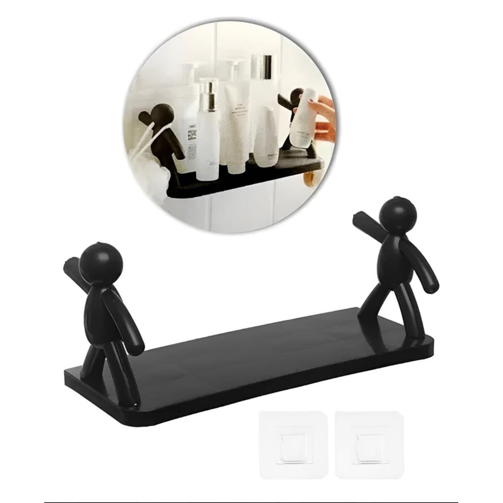 Prateleira Bonequinho Buddy plástico com suporte decorativa banheiro cozinha C/ Adesivo